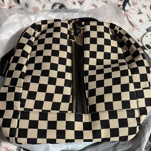 Checkered Black and Cream Backpack